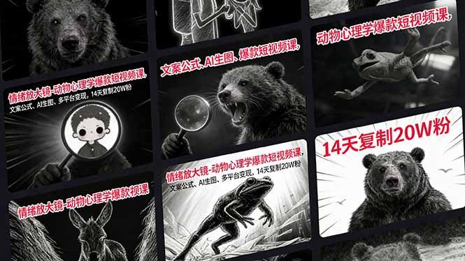 情绪放大镜-动物心理学爆款短视频课，文案公式、AI生图、多平台变现，14天复制20W粉-领星网创资源站