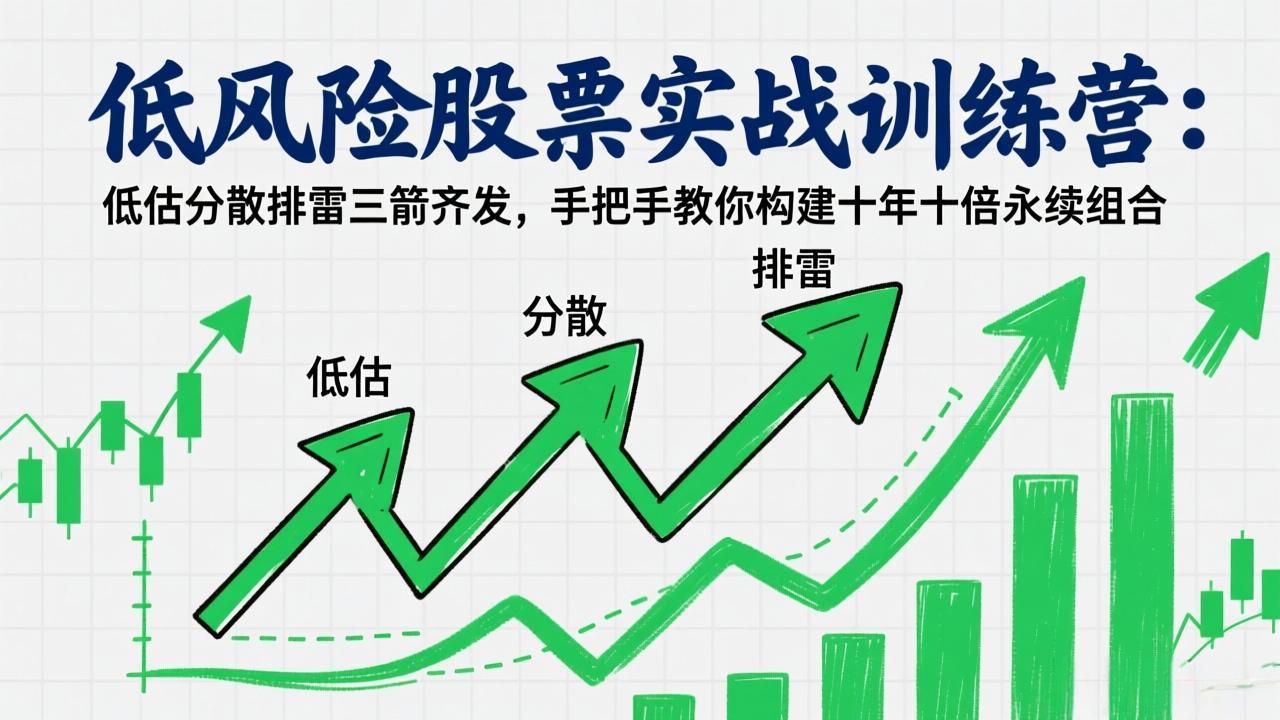 低风险股票实战训练营：低估分散排雷三箭齐发，手把手教你构建十年十倍永续组合-领星网创资源站