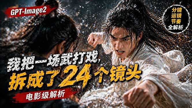用GPT-Image2，把一段武打对决拆成24个连续镜头，从人物建立、动作衔接、运镜节奏，到情绪爆发-领星网创资源站