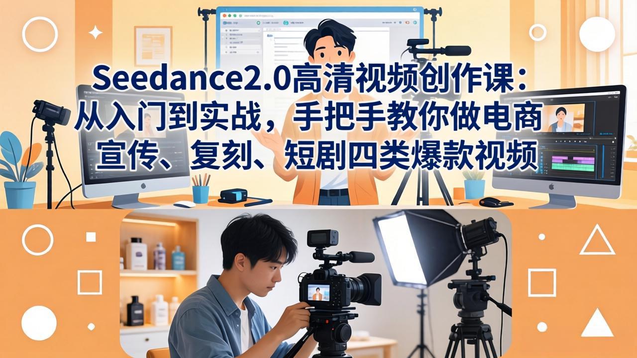 Seedance2.0高清视频创作课：从入门到实战，手把手教你做电商、宣传、复刻、短剧四类爆款视频-领星网创资源站