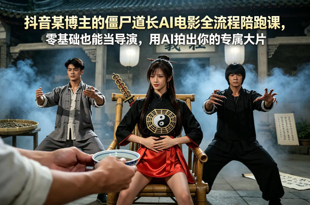 抖音某博主的僵尸道长AI电影全流程陪跑课，零基础也能当导演，用AI拍出你的专属大片-领星网创资源站