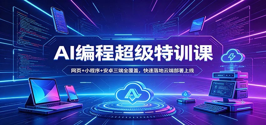 AI编程超级特训课：网页+小程序+安卓三端全覆盖，快速落地云端部署上线-领星网创资源站