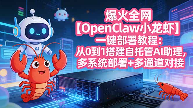 爆火全网【OpenClaw 小龙虾】一键部署教程：从0到1搭建自托管AI助理，多系统部署+多通道对接-领星网创资源站