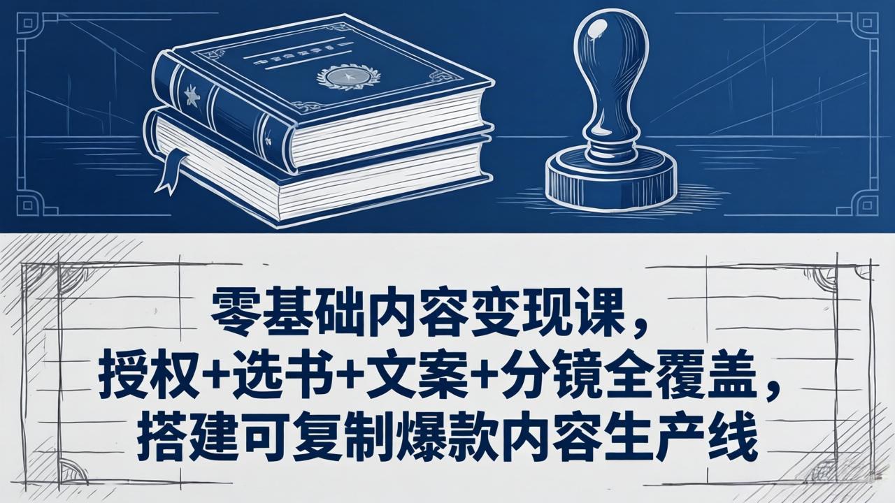 零基础内容变现课，授权+选书+文案+分镜全覆盖，搭建可复制爆款内容生产线-领星网创资源站