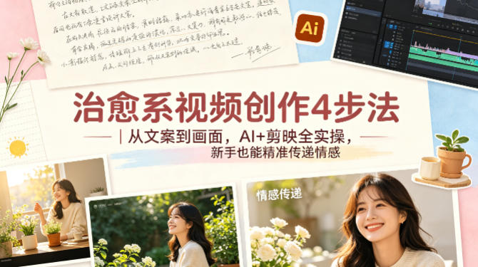 治愈系视频创作4步法｜从文案到画面，AI+剪映全实操，新手也能精准传递情感-领星网创资源站