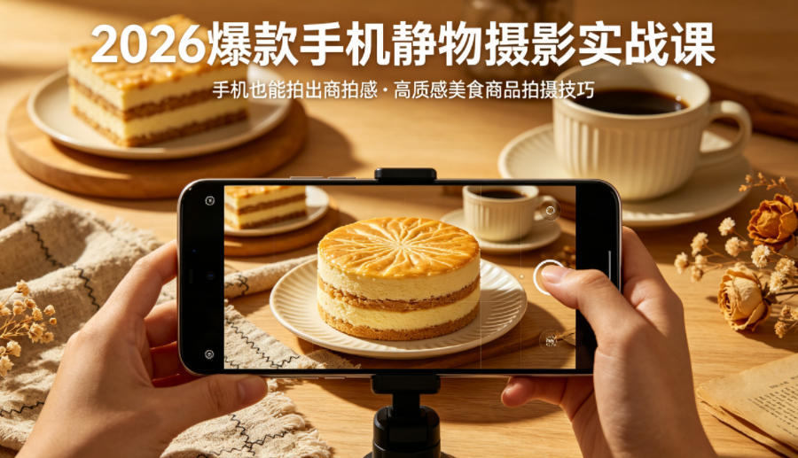 2026爆款手机静物摄影实战课，手机也能拍出商拍感，学会拍出高质感美食商品-领星网创资源站
