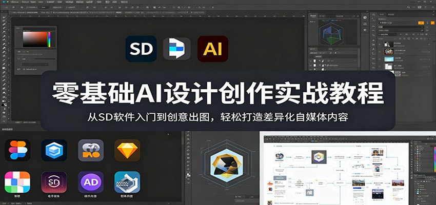 零基础AI设计创作实战教程：从SD软件入门到创意出图，轻松打造差异化自媒体内容-领星网创资源站
