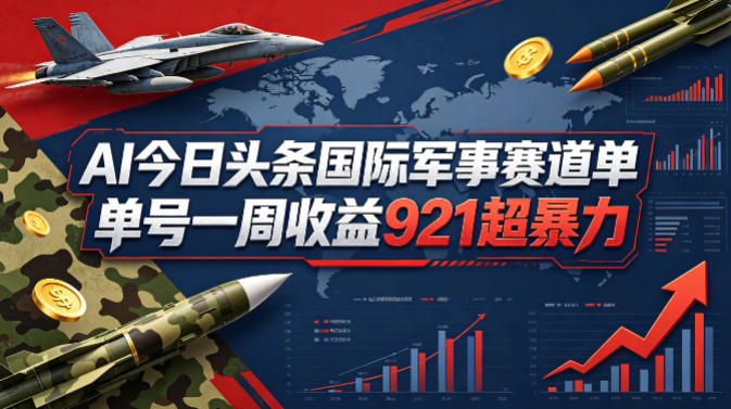 AI今日头条国际军事赛道，单号一周收益921，超暴力-领星网创资源站
