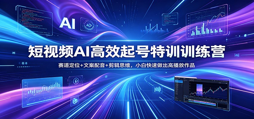 短视频AI高效起号特训训练营：赛道定位+文案配音+剪辑思维，小白快速做出高播放作品-领星网创资源站