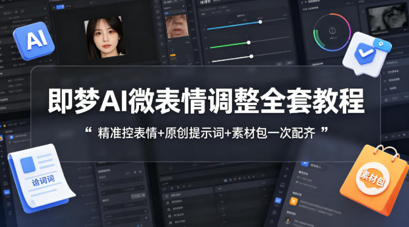 即梦AI微表情调整全套教程，精准控表情+原创提示词+素材包一次配齐-领星网创资源站