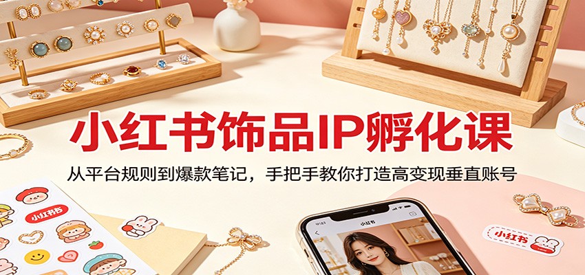 小红书饰品IP孵化课：从平台规则到爆款笔记，手把手教你打造高变现垂直账号-领星网创资源站