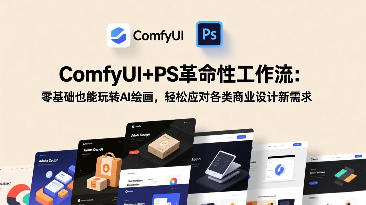 ComfyUI+PS革命性工作流：零基础也能玩转AI绘画，轻松应对各类商业设计新需求-领星网创资源站