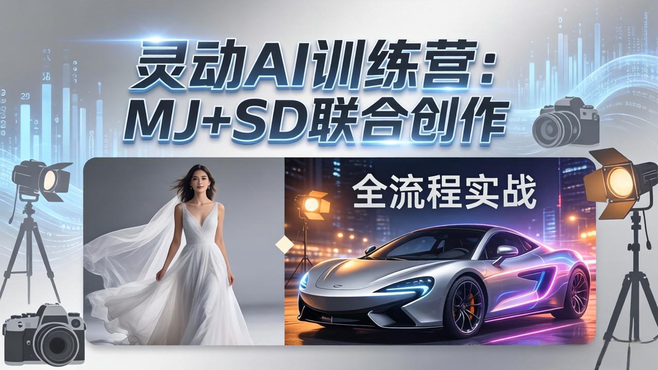 灵动AI训练营-3.0课程：MJ+SD联合创作，从婚纱大片到汽车广告，摄影后期全流程实战-领星网创资源站