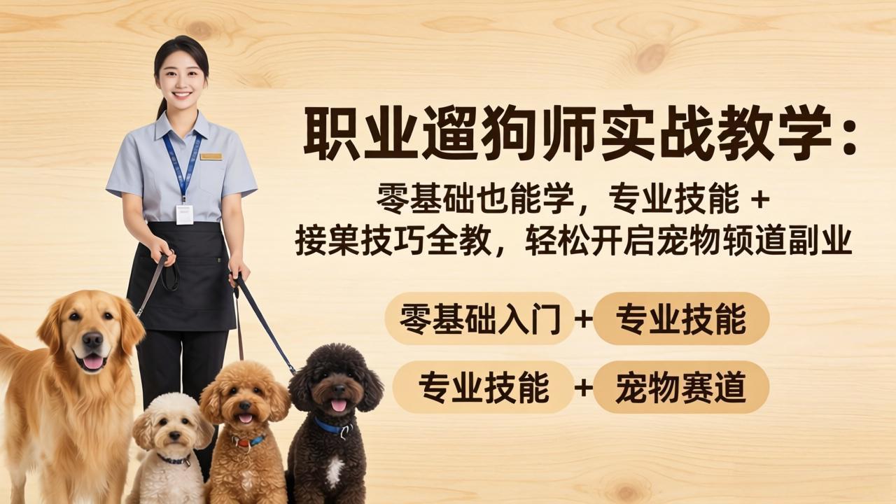 职业遛狗师实战教学：零基础也能学，专业技能 + 接单技巧全教，轻松开启宠物赛道副业-领星网创资源站