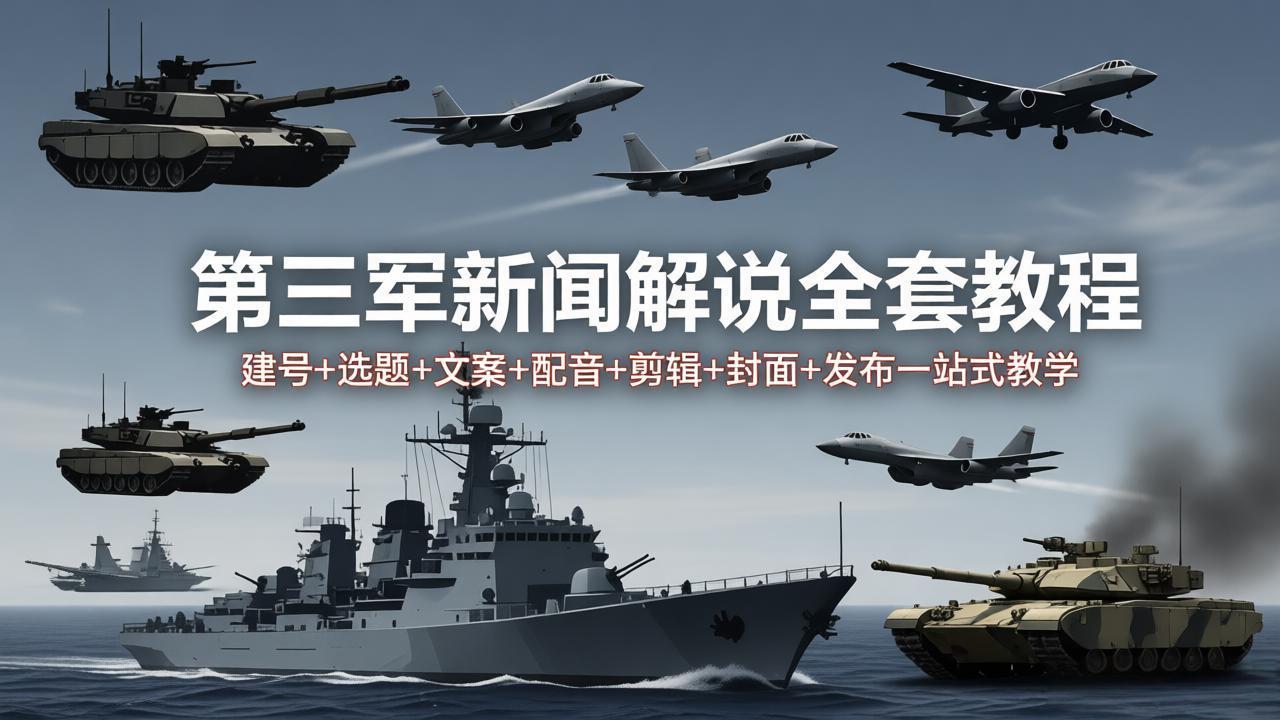 第三军迷新闻解说全套教程：建号+选题+文案+配音+剪辑+封面+发布一站式教学-领星网创资源站