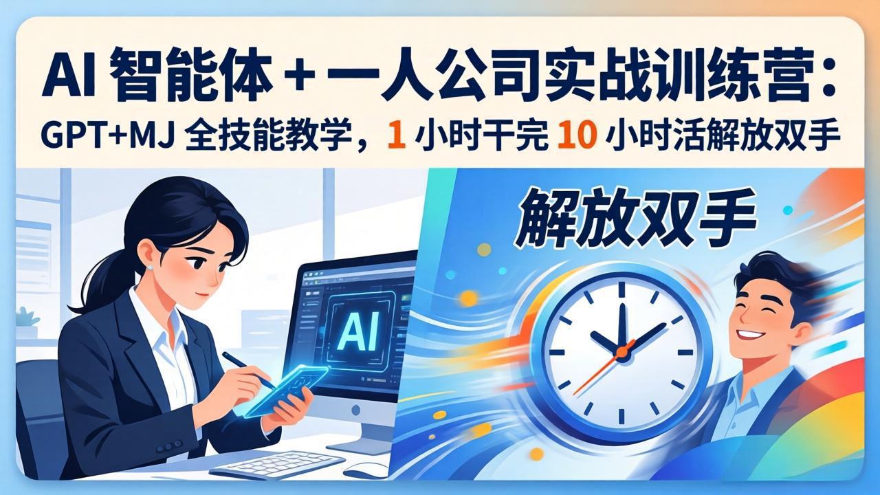 AI 智能体 + 一人公司实战训练营：GPT+MJ 全技能教学，1 小时干完 10 小时活解放双手-领星网创资源站