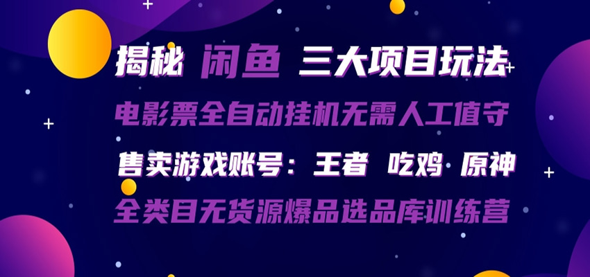 闲鱼三种玩法 全自动电影票 售卖游戏账号 爆品选品库训练营-领星网创资源站