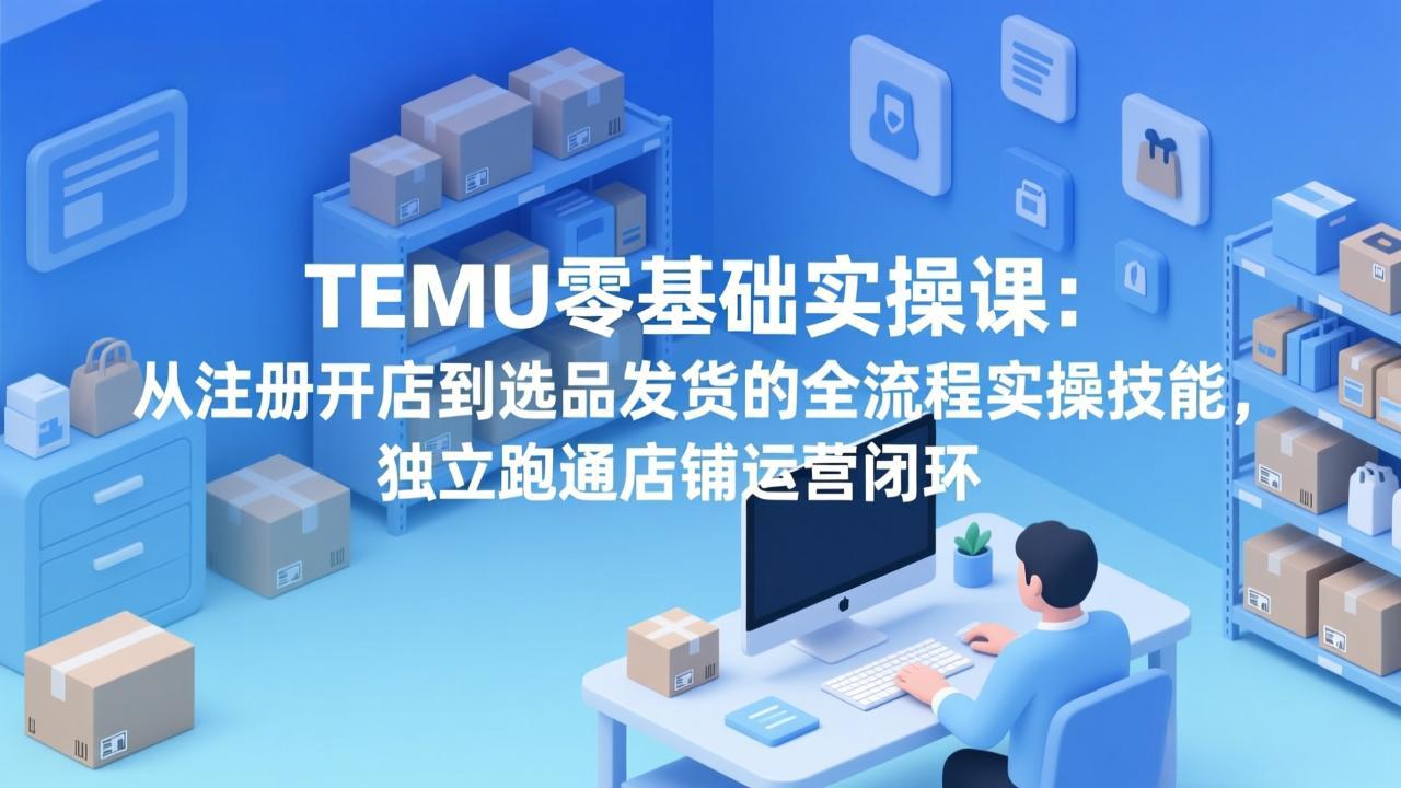 TEMU零基础实操课：从注册开店到选品发货的全流程实操技能，独立跑通店铺运营闭环-领星网创资源站