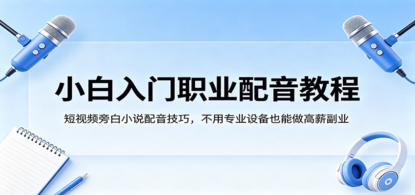 小白入门职业配音教程，短视频旁白小说配音技巧，不用专业设备也能做高薪副业-领星网创资源站