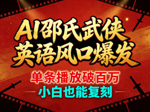 AI邵氏武侠英语风口爆发，单条播放破百万，小白也能复刻-领星网创资源站