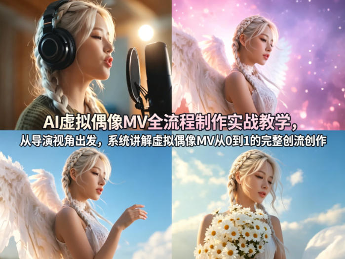 AI虚拟偶像MV全流程制作实战教学，从导演视角出发，系统讲解虚拟偶像MV从0到1的完整创作流程-领星网创资源站