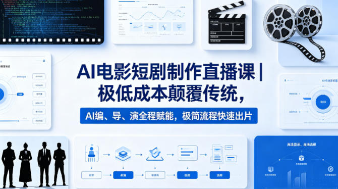AI电影短剧制作直播课｜极低成本颠覆传统，AI编、导、演全程赋能，极简流程快速出片-领星网创资源站