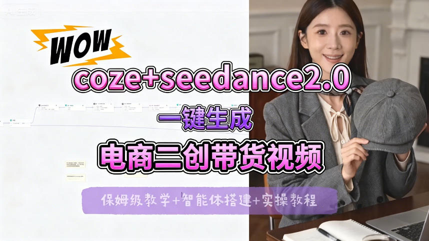 【Coze工作流搭建实操教程】seedance2.0+coze一键生成电商二创带货视频，全流程保姆级教学-领星网创资源站