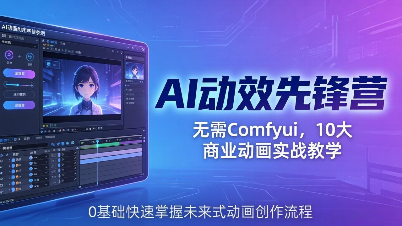 AI 动效先锋营：无需Comfyui，10大商业动画实战教学，0基础快速掌握未来式动画创作流程-领星网创资源站